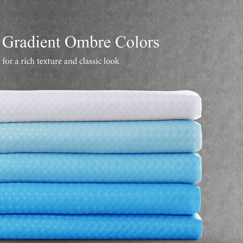 Naturoom Teal Shower Curtains for Bathroom Set Water Repellent Ombre Coastal Pattern Design Summer Beach Mermaid Shower Curtain for Kids Girls Bathroom Decor Hooks Accessories Teen Women Aqua Turquoise - Image 2